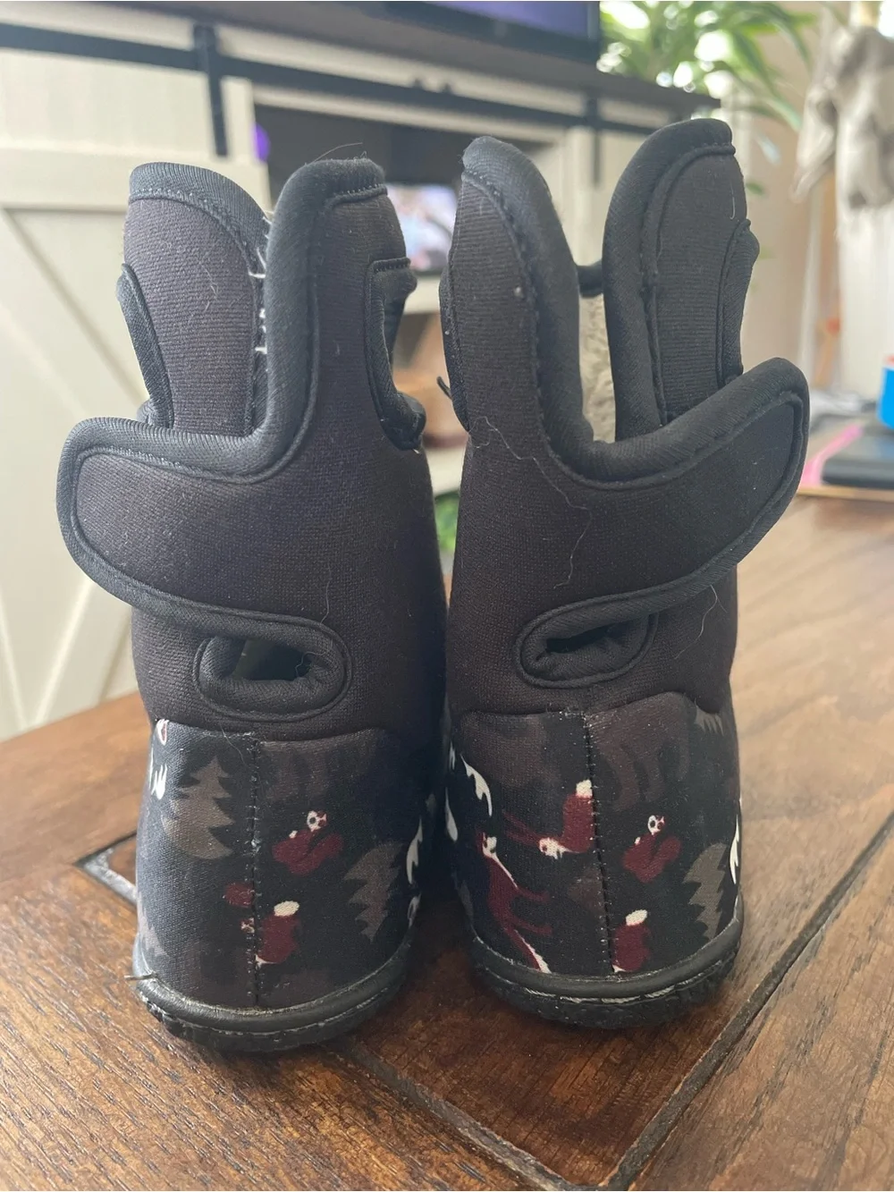 Bogs Kids Black Woodland Animal Print Waterproof Boots